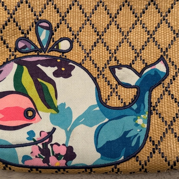 Vera Bradley Whale Nautical Crossbody Straw Woven Zip Bag Coastal Summer Beach - Picture 5 of 8